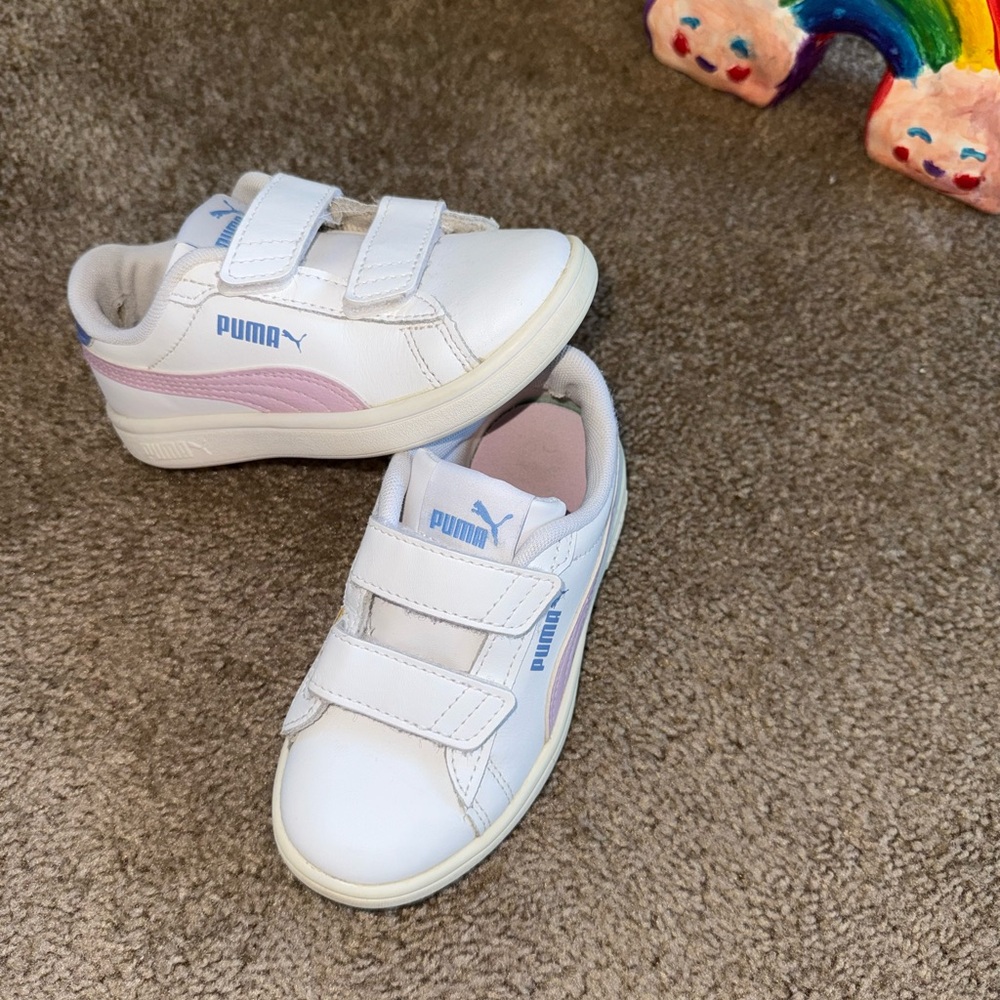 ✨ Puma Kids White & Lavender Sneakers – Size 11C – Excellent Condition